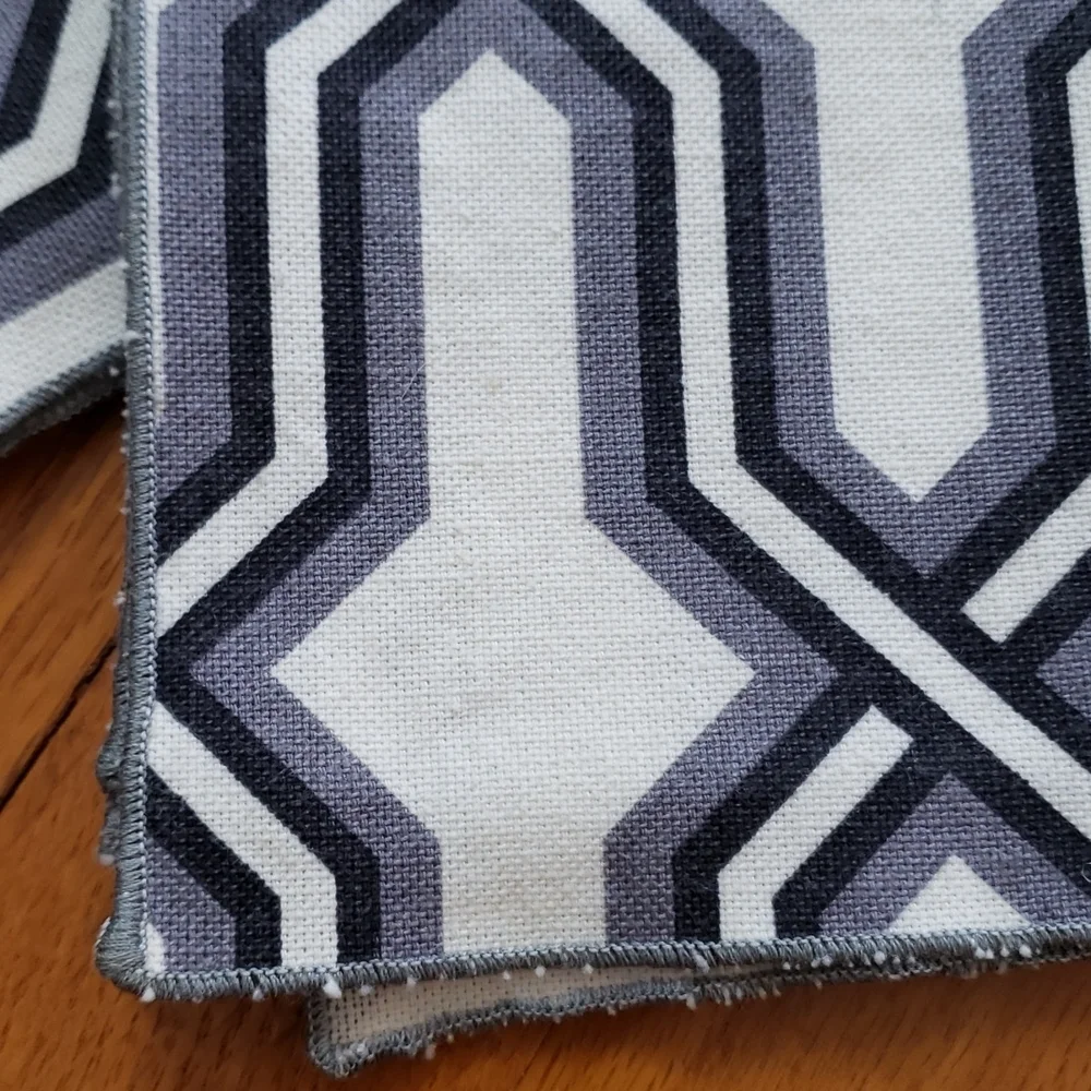 Retro Linen geometric design square gray black on white 8 1/2 inches Napkins.